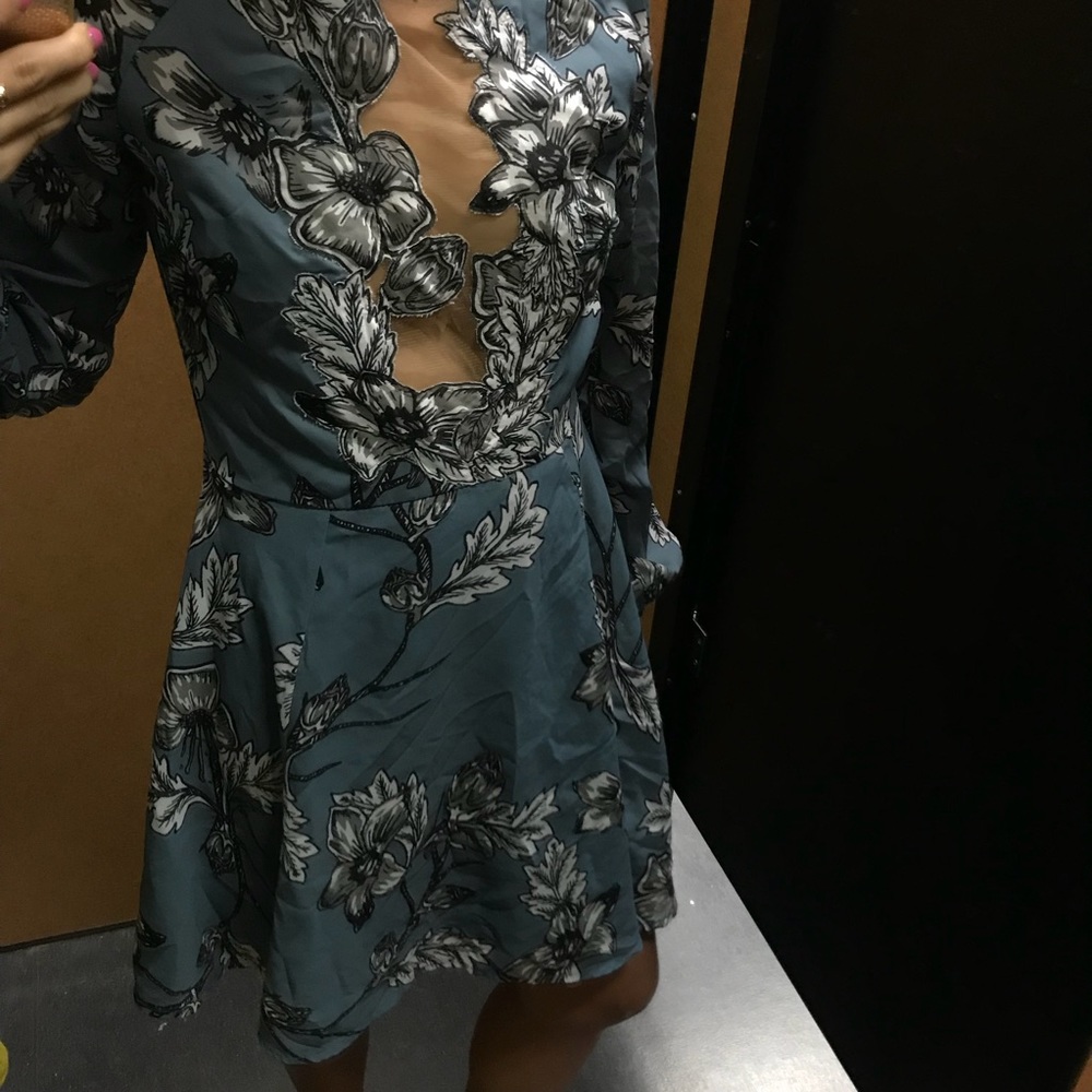 For Love And Lemons Blue Floral Mini Dress - Picture 2 of 4